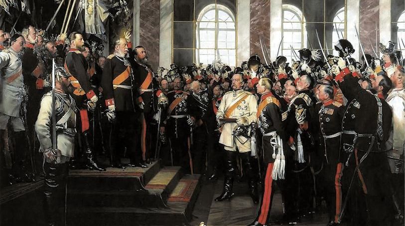 A Német Császárság kikiáltása Versailles-ban 1871. január 18-án (Anton von Werner festménye, 1885)