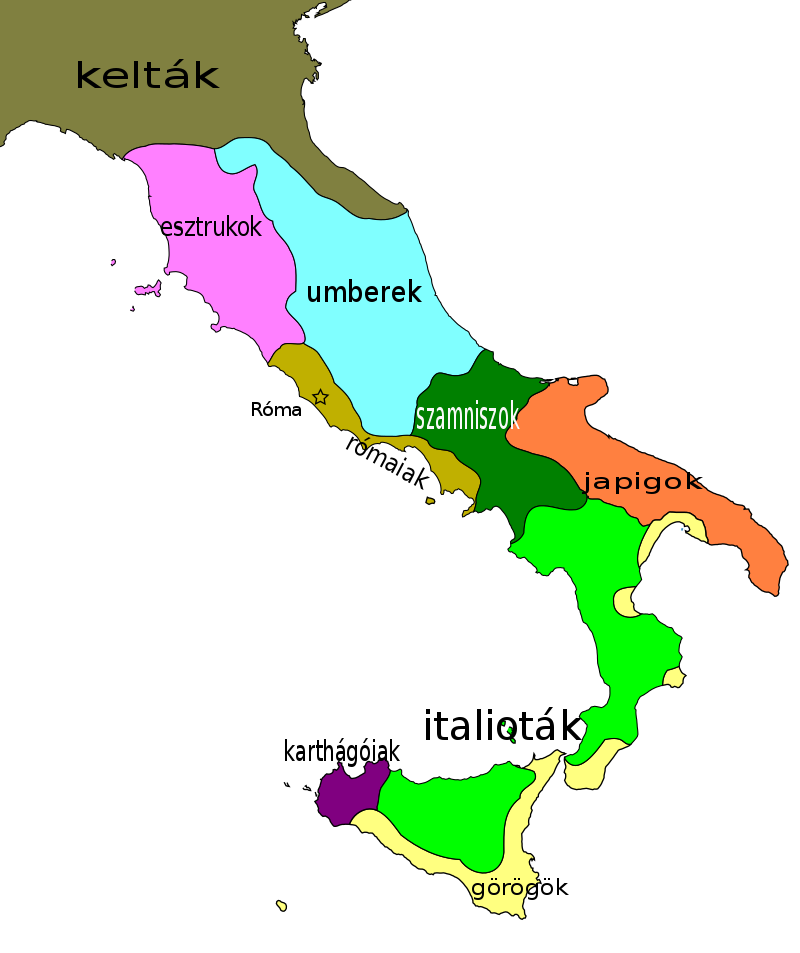 Ókori Itália térképe a rómaai hódítás előtt